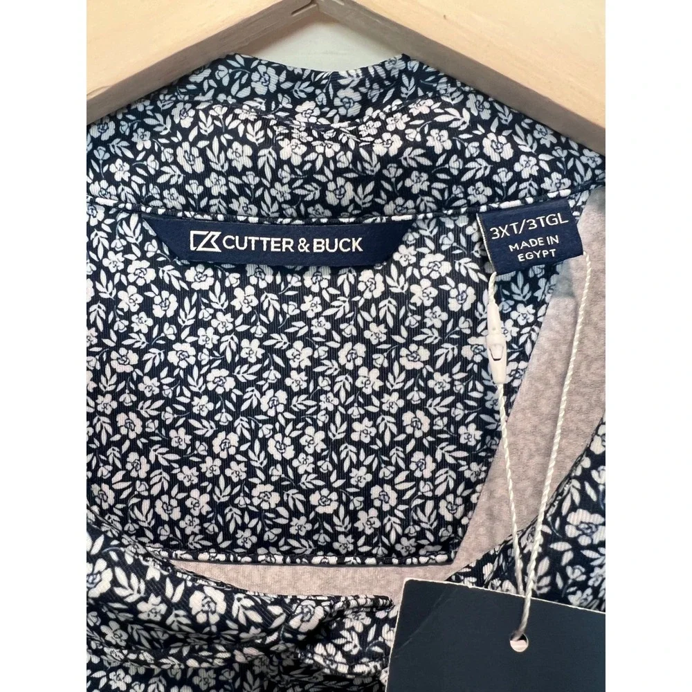 Cutter Buck Mens 3XT College Logo‎ Floral Print Performance Polo Shirt
